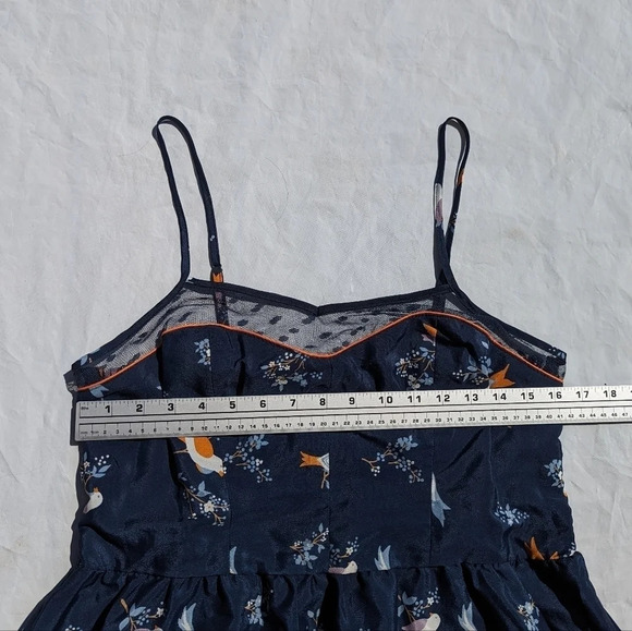 Target Xhilaration Navy  Blue and Orange High Low Bird Dress - Woman's Large - Picture 4 of 10